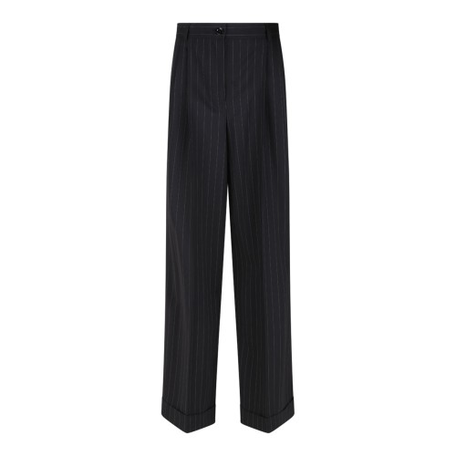 Flared Pinstripe Wool Pants