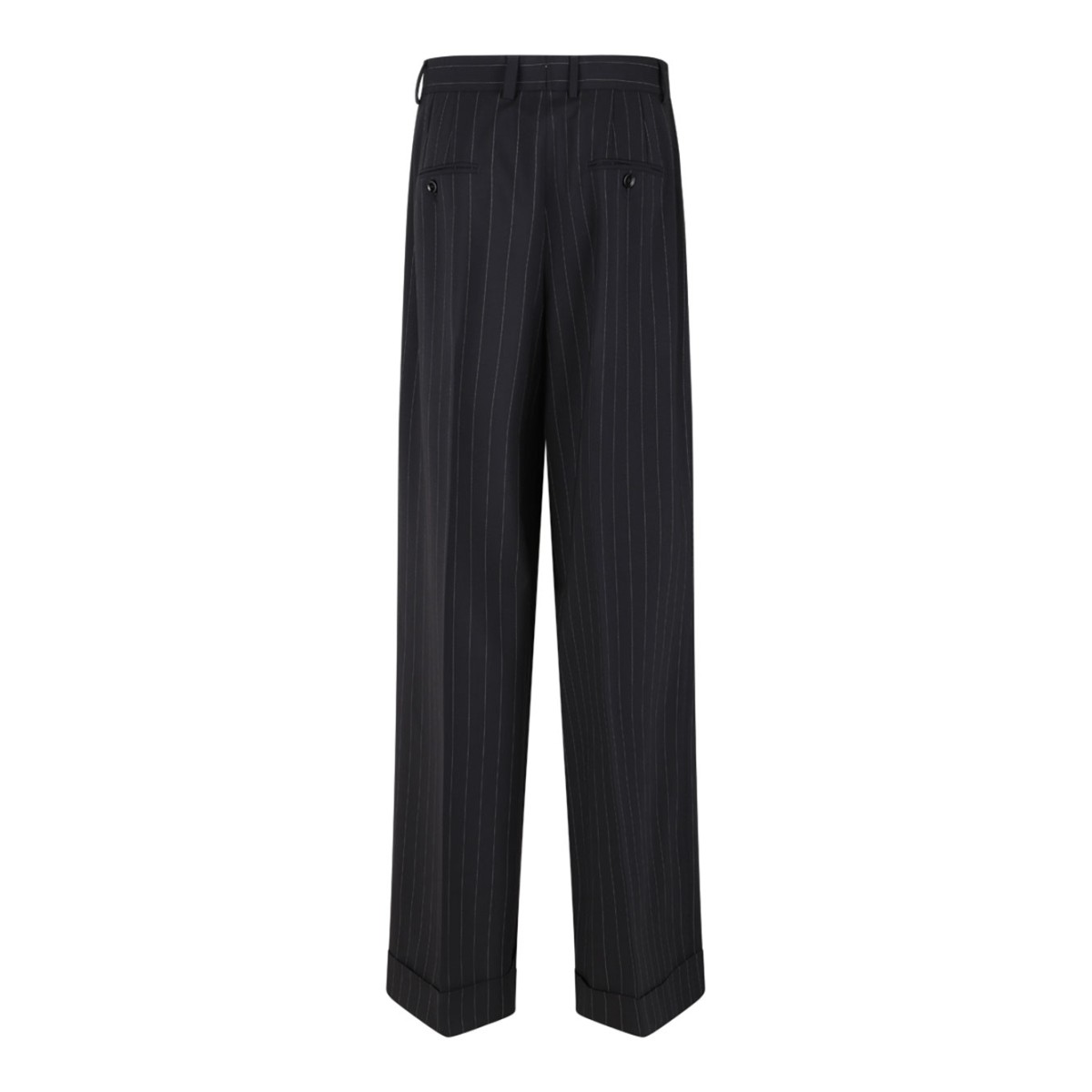 Flared Pinstripe Wool Pants