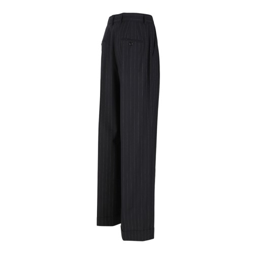 Flared Pinstripe Wool Pants