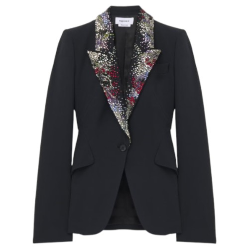 Black Embroidered Lapel Jacket