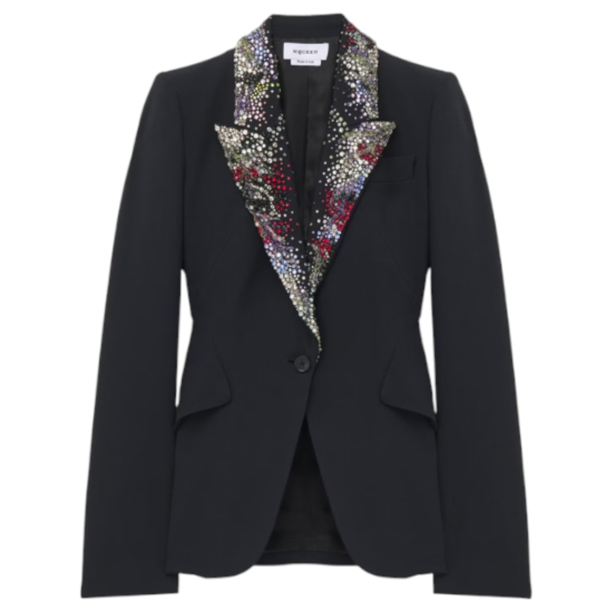 Black Embroidered Lapel Jacket