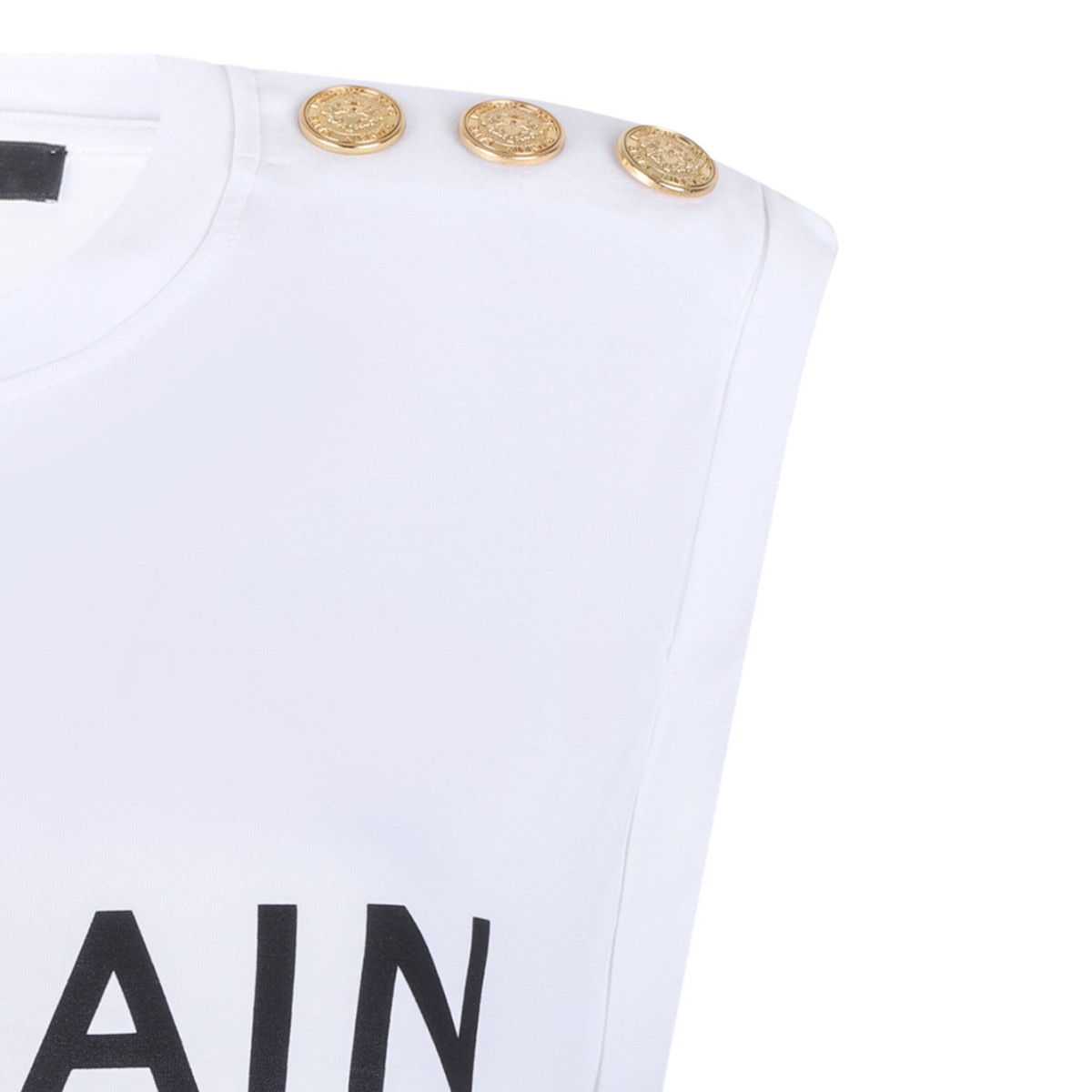 White and Black Logo Print Tank Top