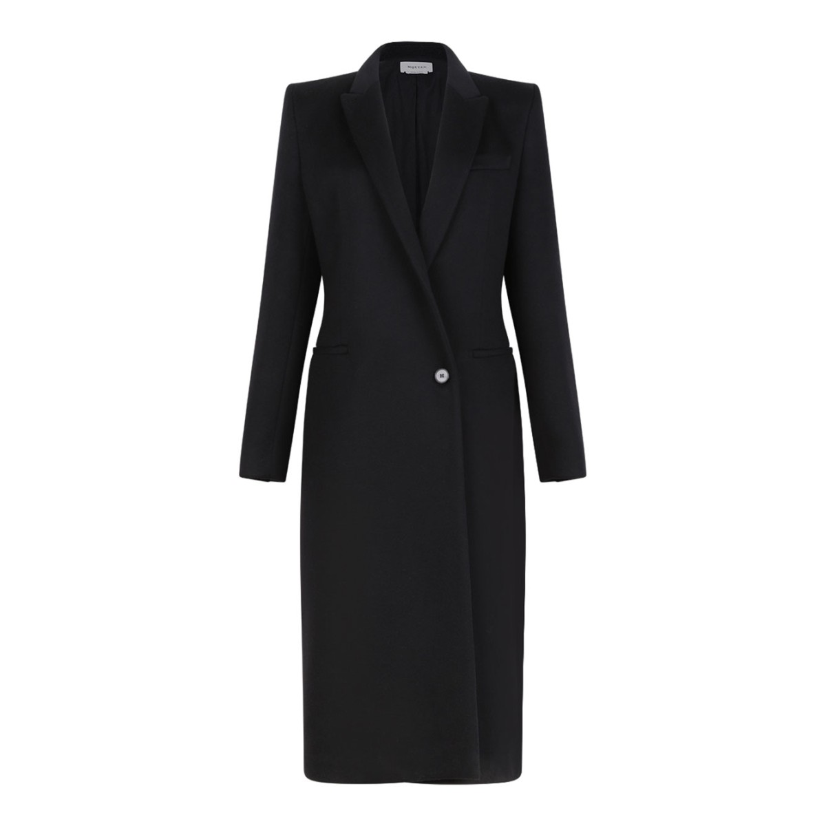 Black Stacked Shoulder Tailored Coat