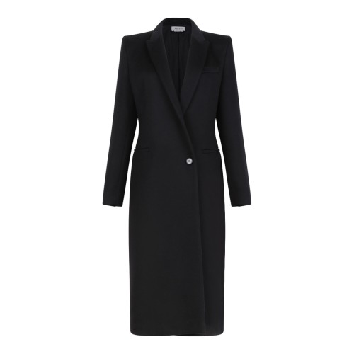 Black Stacked Shoulder Tailored Coat