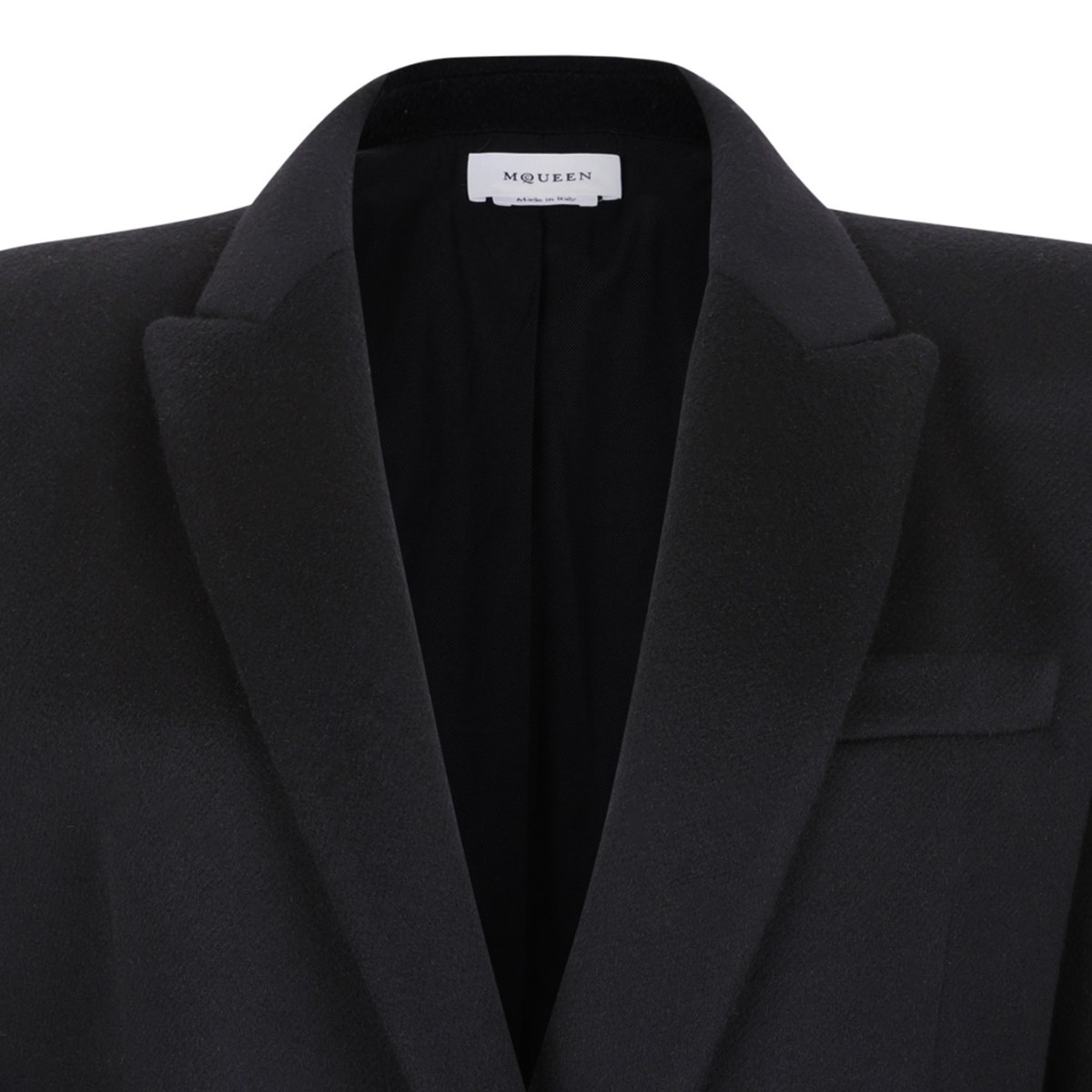 Black Stacked Shoulder Tailored Coat