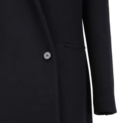 Black Stacked Shoulder Tailored Coat