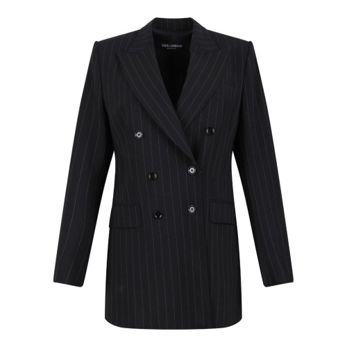 Single-Breasted Pinstripe Wool Turlington