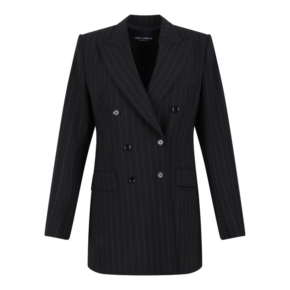 Single-Breasted Pinstripe Wool Turlington