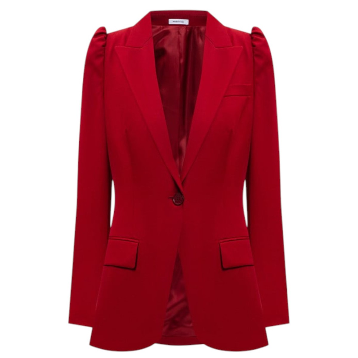 Red Wool Single-Breasted Blazer