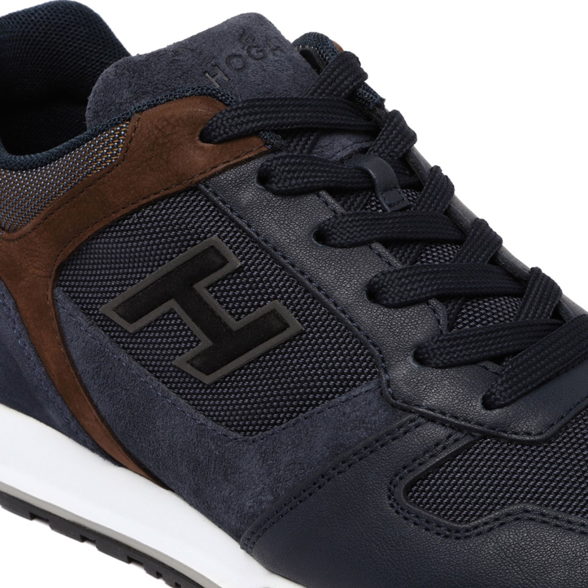 Blue Panelled-Leather Sneakers