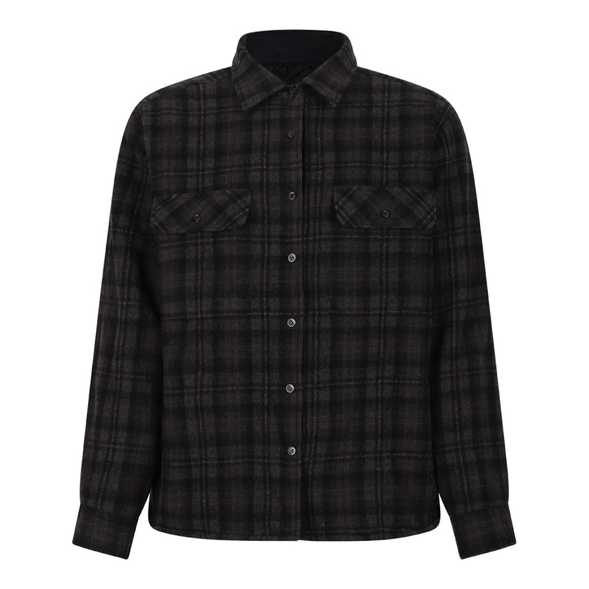 Anthracite And Brown Quilted Jacket