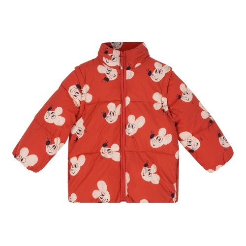 Red Graphic Print Padded Jacket