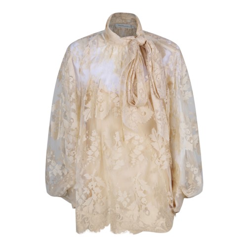 Cream White Illustration Blouse