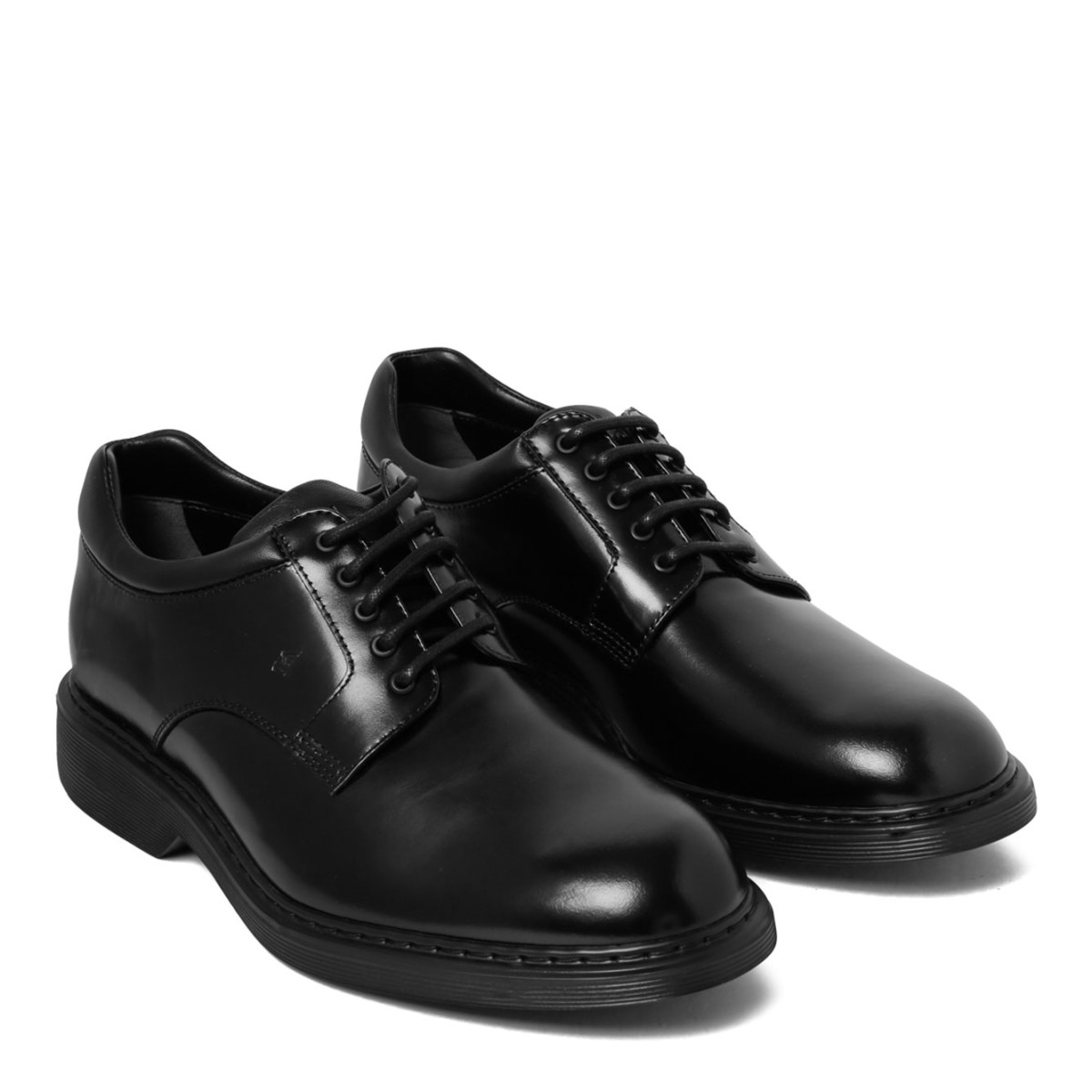 Black Highlights Leather Derby Shoes