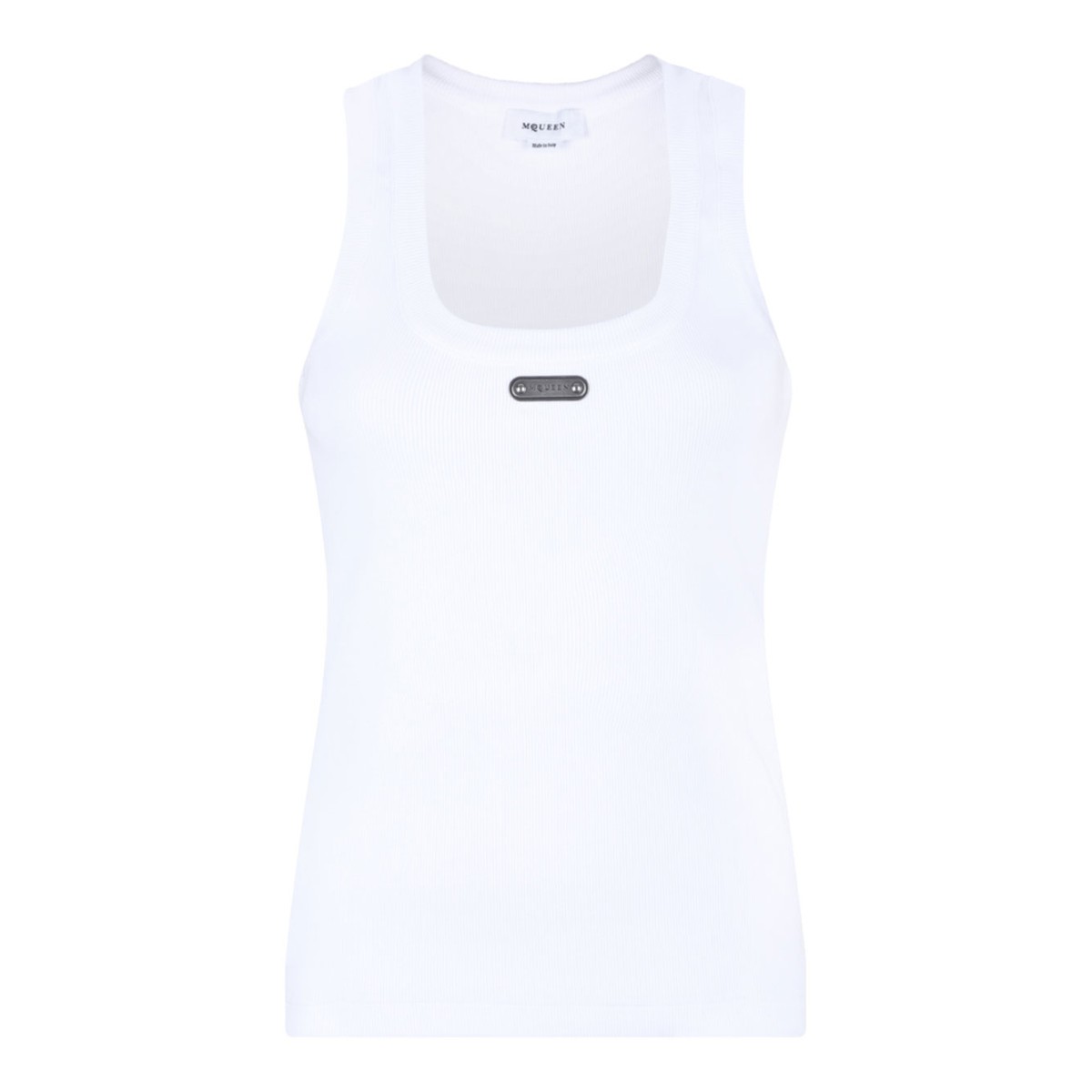 White Logo Plaque Tank Top