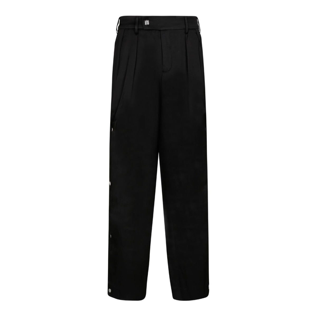 Side Pleats Black Pants