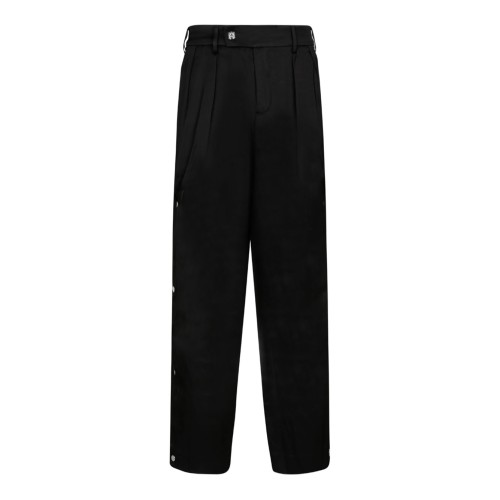 Side Pleats Black Pants