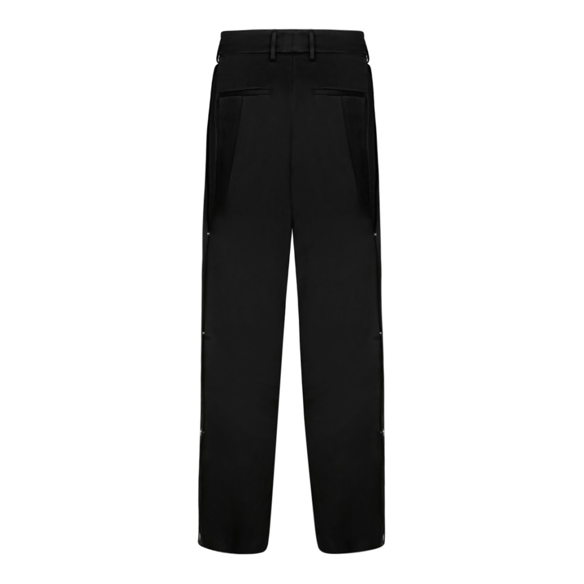 Side Pleats Black Pants