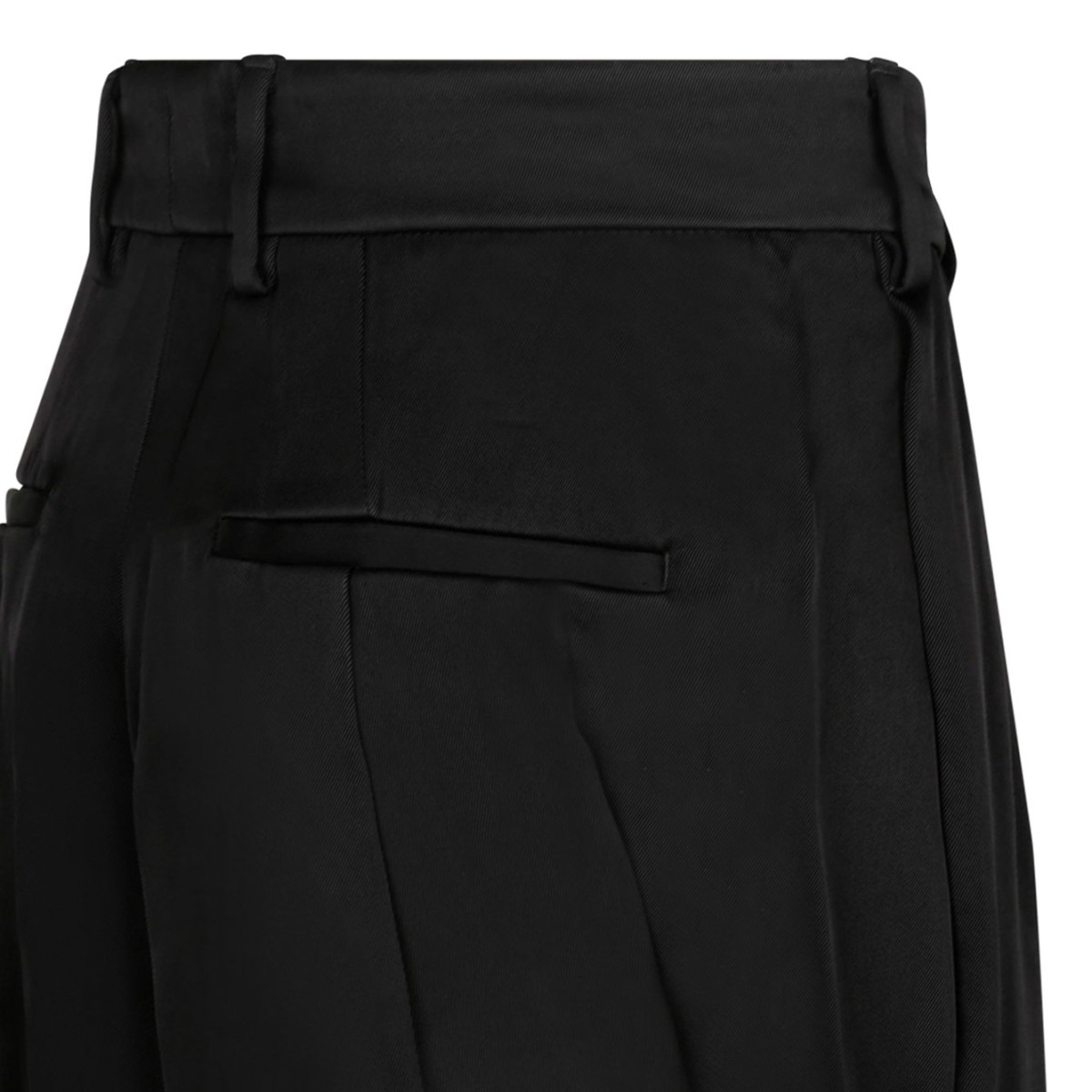 Side Pleats Black Pants