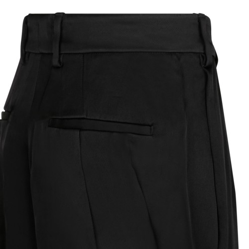 Side Pleats Black Pants