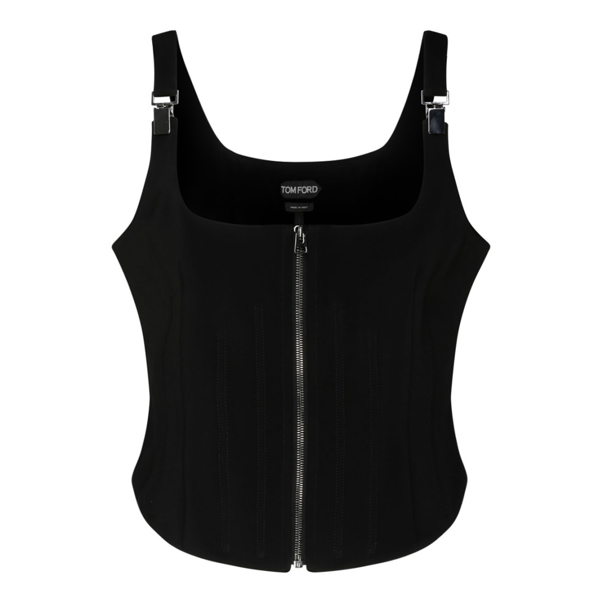 Tom Ford Black Stretch Silk Corset Top