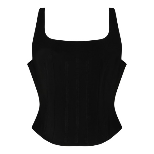 Tom Ford Black Stretch Silk Corset Top