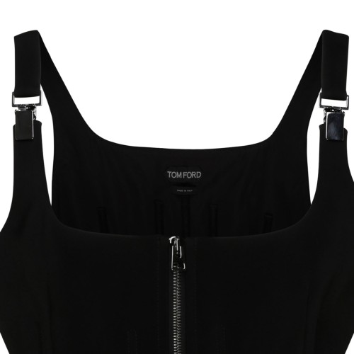 Tom Ford Black Stretch Silk Corset Top
