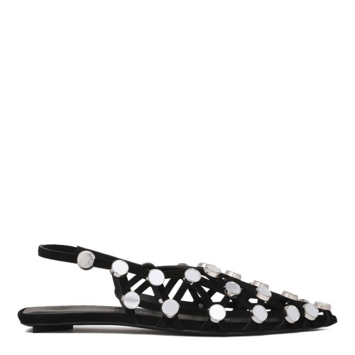 Black Grid Ballerina Shoes