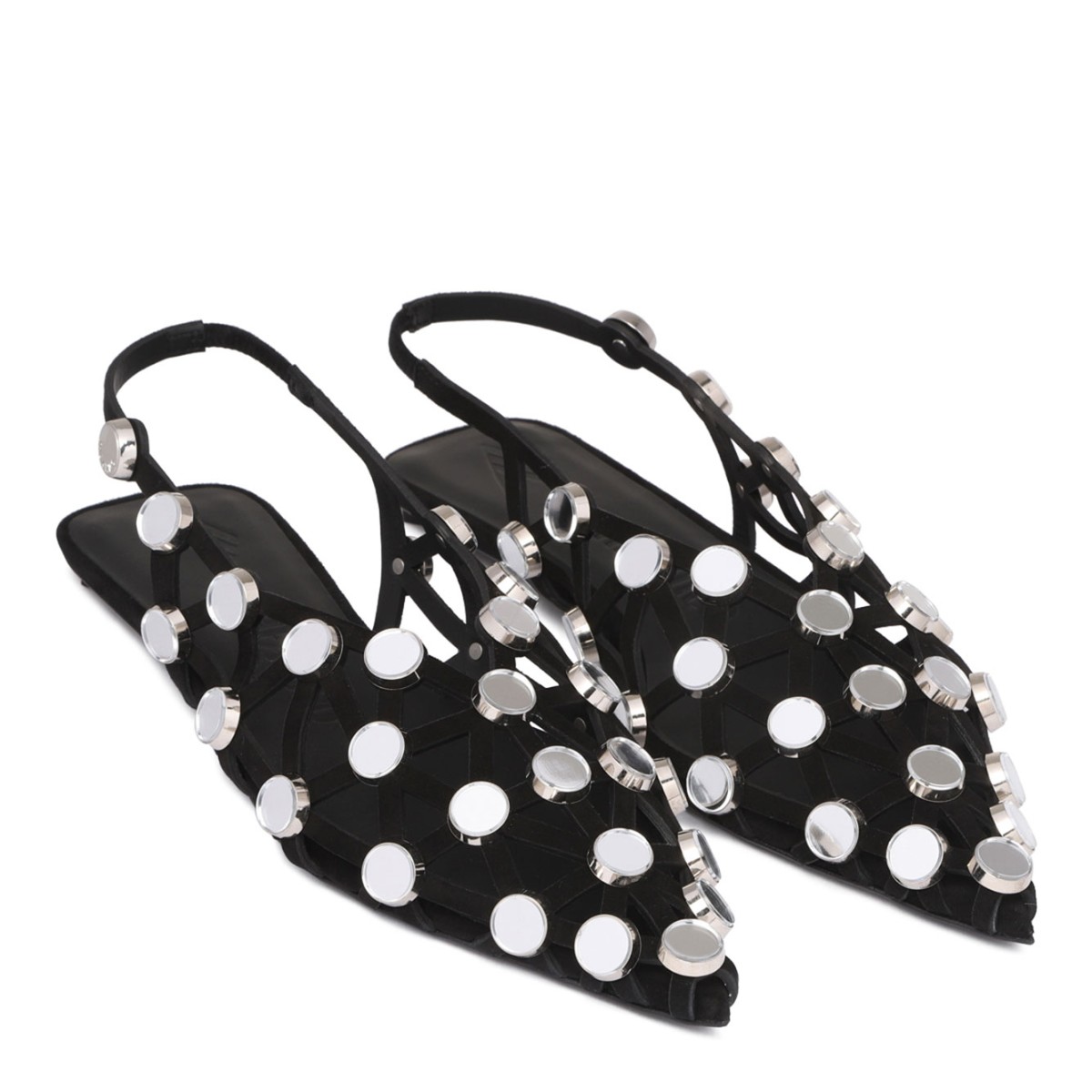 Black Grid Ballerina Shoes