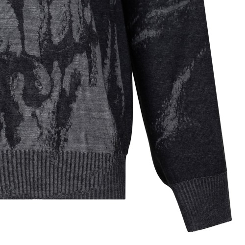 Grey Skull Intarsia Sweater