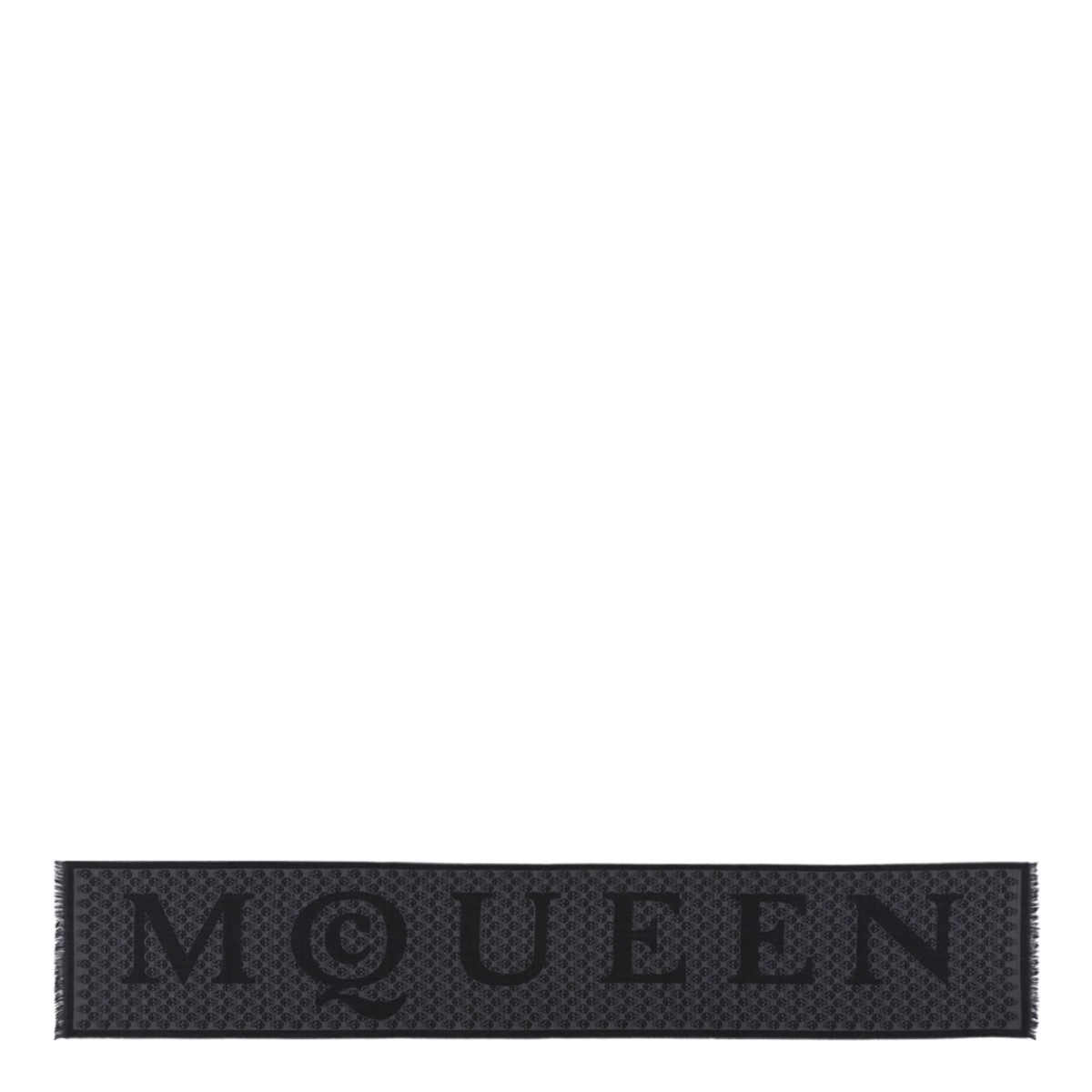 Black Skull-Print Wool Scarf