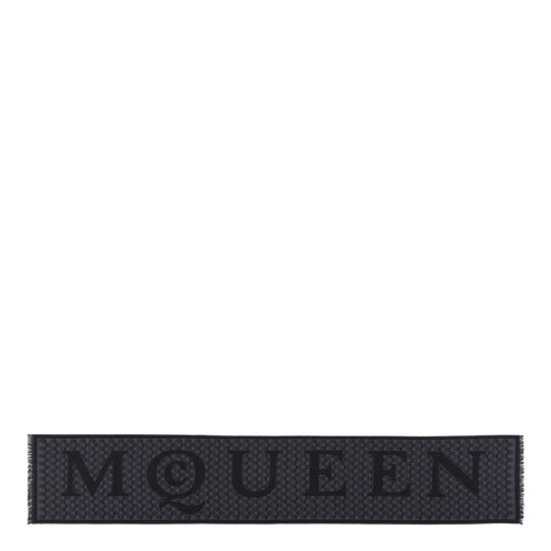 Black Skull-Print Wool Scarf