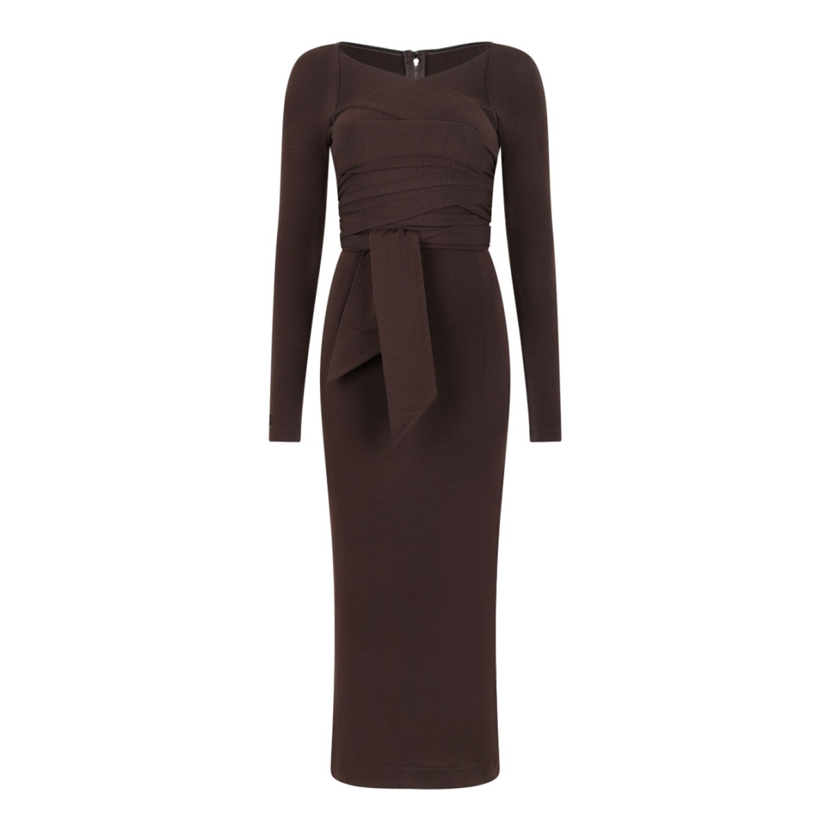 Brown Wrap Midi Dress