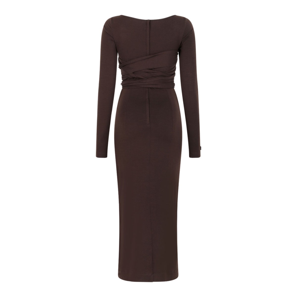 Brown Wrap Midi Dress