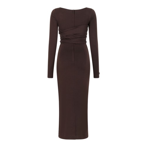Brown Wrap Midi Dress