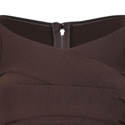 Brown Wrap Midi Dress