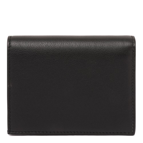 Black Natural Grain Leather Padlock Compact Wallet 2