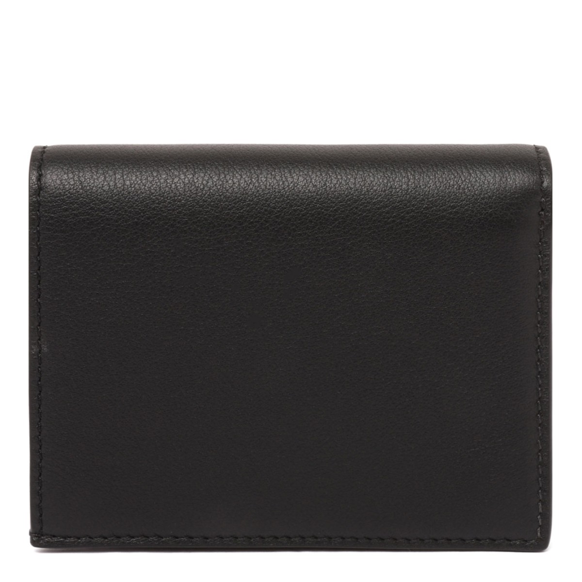 Black Natural Grain Leather Padlock Compact Wallet