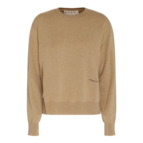 Dune Brown Cashmere Logo Embroidered Jumper