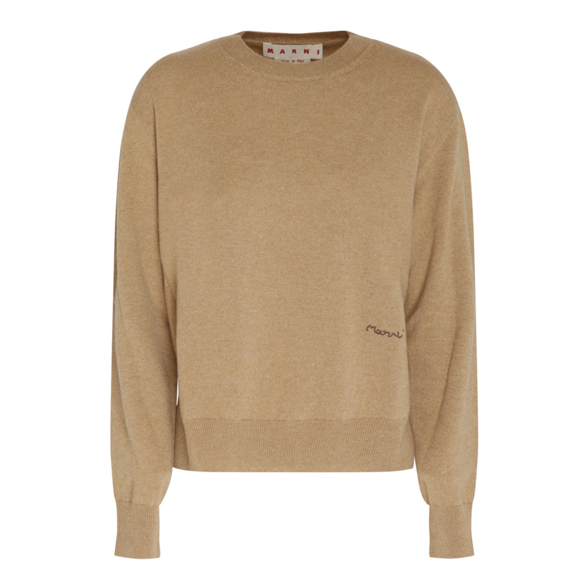 Dune Brown Cashmere Logo Embroidered Jumper