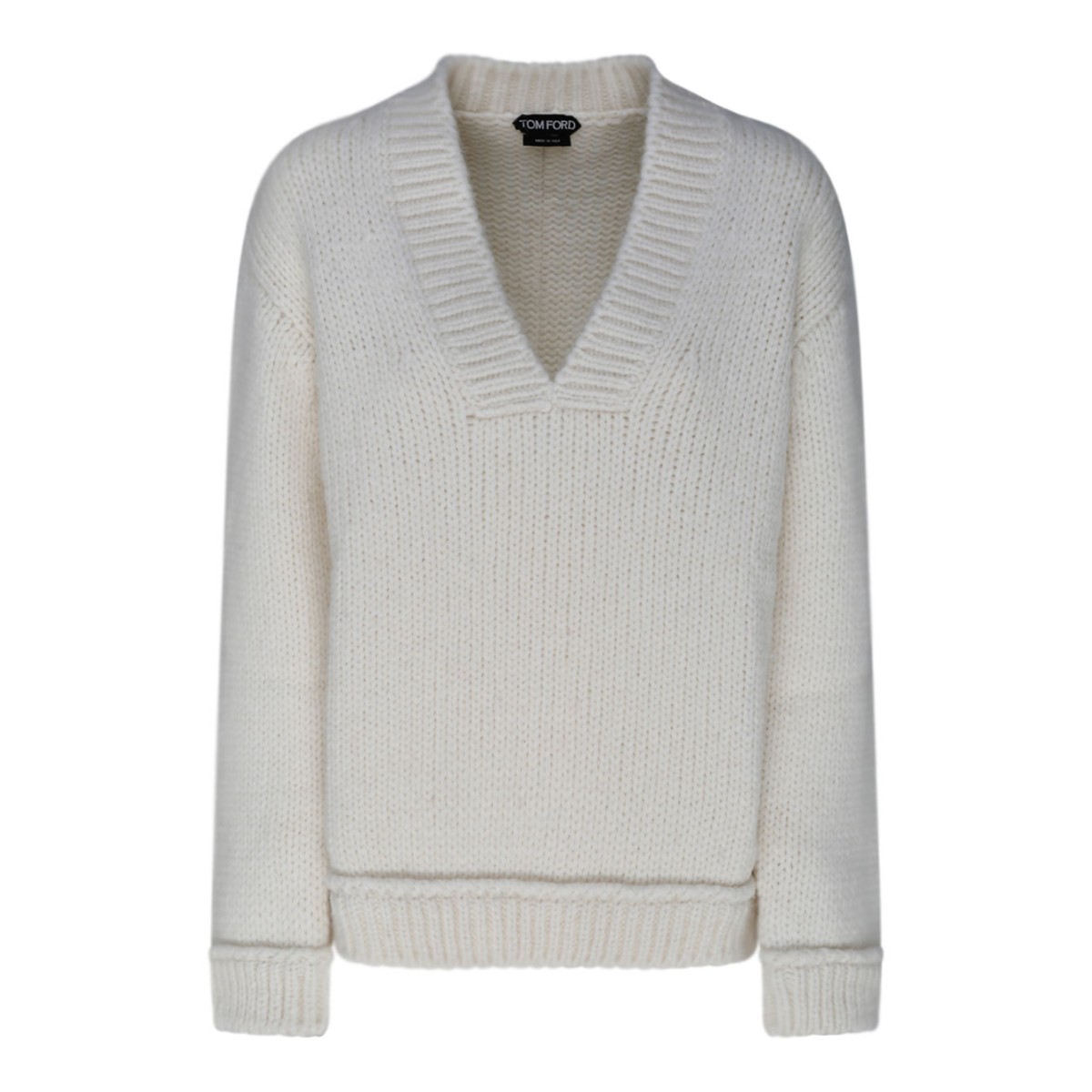 Tom Ford Chalk Alpaca V Neck Pullover Jumper