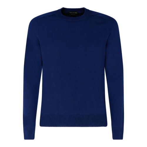 Dark Blue Cashmere Crewneck Jumper.