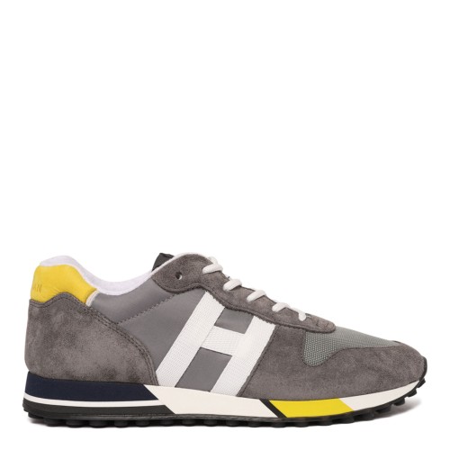 Grey Panelled Suede Sneakers