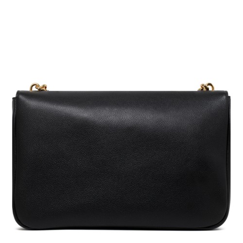 Black Leather Chain Link Handle Tote Bag