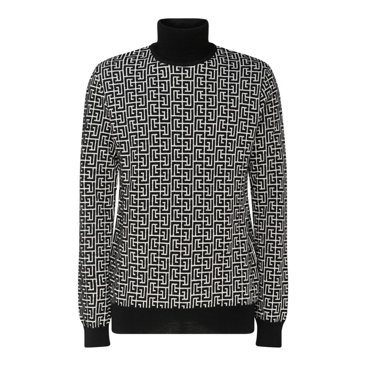 Navy Blue and Off White Monogram Print Jumper