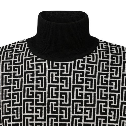 Navy Blue and Off White Monogram Print Jumper