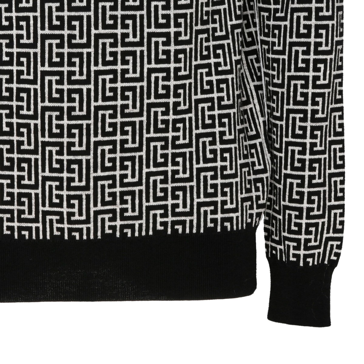 Navy Blue and Off White Monogram Print Jumper