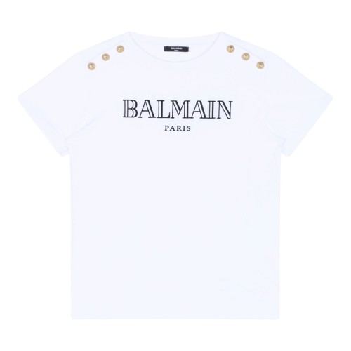 White Logo Embroidered T-Shirt
