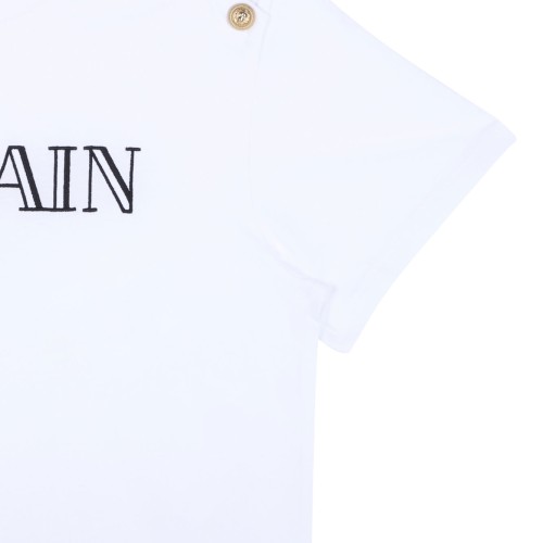 White Logo Embroidered T-Shirt