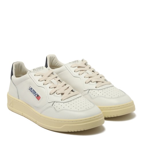 White and Blue Leather Panelled Sneakers 2